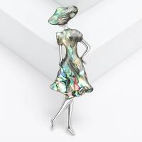 Zinc Alloy Brooches with Abalone Shell Girl silver color plated fashion jewelry & for woman multi-colored nickel lead & cadmium free Sold By PC