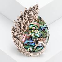 Tibetan Style Brooches, with Abalone Shell, Peacock, gold color plated, vintage & fashion jewelry & Unisex & with rhinestone, multi-colored, nickel, lead & cadmium free, 33x48mm, Sold By PC