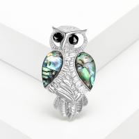 Zinc Alloy Brooches with Abalone Shell Owl silver color plated vintage & fashion jewelry & Unisex & enamel multi-colored nickel lead & cadmium free Sold By PC