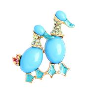 Zinc Alloy Brooches Duck gold color plated fashion jewelry & can be used as brooch or pendant & for woman & enamel & with rhinestone nickel lead & cadmium free Sold By PC