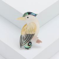 Shell Brooch, with Tibetan Style, Parrot, silver color plated, vintage & fashion jewelry & Unisex, mixed colors, 33x49mm, Sold By PC