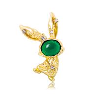 Tibetan Style Brooches, with Resin & Plastic Pearl, Rabbit, gold color plated, fashion jewelry & different styles for choice & for woman & with rhinestone, more colors for choice, nickel, lead & cadmium free, 25x35mm, Sold By PC