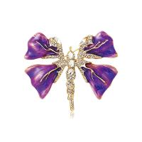 Zinc Alloy Brooches Dragonfly gold color plated vintage & fashion jewelry & Unisex & enamel & with rhinestone nickel lead & cadmium free Sold By PC