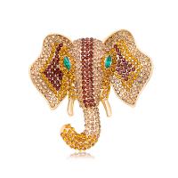 Zinc Alloy Brooches Elephant gold color plated vintage & fashion jewelry & Unisex & with rhinestone nickel lead & cadmium free Sold By PC