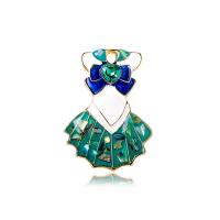 Tibetan Style Brooches, with Crystal, Skirt, gold color plated, vintage & fashion jewelry & for woman & enamel, more colors for choice, nickel, lead & cadmium free, 28x40mm, Sold By PC
