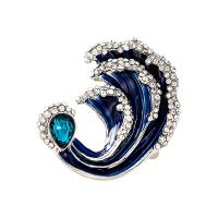 Zinc Alloy Brooches with Crystal silver color plated vintage & fashion jewelry & for woman & enamel & with rhinestone blue nickel lead & cadmium free Sold By PC