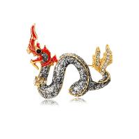 Tibetan Style Brooches, Dragon, gold color plated, fashion jewelry & Unisex & enamel & with rhinestone, more colors for choice, nickel, lead & cadmium free, 45x40mm, Sold By PC