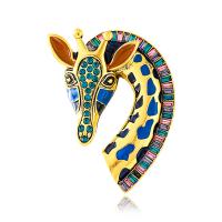 Tibetan Style Brooches, Giraffe, gold color plated, vintage & fashion jewelry & Unisex & enamel & with rhinestone, more colors for choice, nickel, lead & cadmium free, 50x70mm, Sold By PC