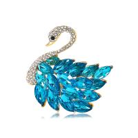 Tibetan Style Brooches, with Crystal, Swan, plated, fashion jewelry & for woman & with rhinestone, more colors for choice, nickel, lead & cadmium free, 42x42mm, Sold By PC