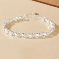 925 Sterling Silver Bangle Bracelet, with 1.37inch extender chain, fashion jewelry & for woman, nickel, lead & cadmium free, Length:Approx 6.3 Inch, Sold By PC