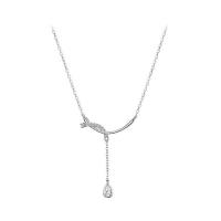 Cubic Zircon Micro Pave 925 Sterling Silver Necklace, with 1.97inch extender chain, fashion jewelry & micro pave cubic zirconia & for woman, nickel, lead & cadmium free, Length:Approx 16.14 Inch, Sold By PC