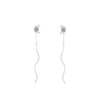 925 Sterling Silver Thread Through Earrings with Crystal fashion jewelry & for woman nickel lead & cadmium free Sold By Pair