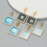 Evil Eye Earrings Zinc Alloy with Resin fashion jewelry & for woman & with rhinestone nickel lead & cadmium free Sold By Pair