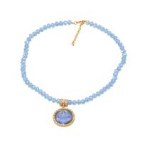 Zinc Alloy smykker halskæde, med Resin & Akryl, med 2.79inch extender kæde, mode smykker & for kvinde & med rhinestone, blå, nikkel, bly & cadmium fri, Solgt Per Ca. 23.5 inch Strand