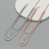 Zinc Alloy smykker halskæde, med 5.59inch extender kæde, tre lag & for kvinde & med rhinestone, flere farver til valg, nikkel, bly & cadmium fri, Solgt Per Ca. 12.24 inch Strand