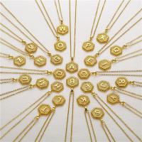 Collier de bijoux en acier inoxydable, Acier inoxydable 304, avec 1.97inch chaînes de rallonge, bijoux de mode & styles différents pour le choix & pour femme, doré, 25x16mm, Vendu par Environ 15.75 pouce brin