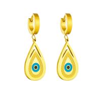 Evil Eye Earrings, Titanium Steel, plated, fashion jewelry & for woman, golden, 40x15mm, Sold By Pair