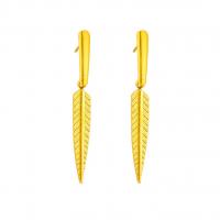 Titan Stahl Ohrring, Titanstahl, Blatt, plattiert, Modeschmuck & für Frau, goldfarben, 40mm, verkauft von Paar