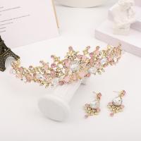 Mixed Hair Accessories crown & earring Zinc Alloy Thermal Shrinkage & 2 pieces & for woman & with rhinestone nickel lead & cadmium free Inner Approx 140mm Sold By Set