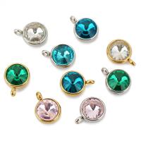Stainless Steel Pendants, 304 Stainless Steel, with Cubic Zirconia, Vacuum Ion Plating, DIY, more colors for choice, 10mm, Hole:Approx 1.5mm, Inner Diameter:Approx 8.5mm, 10PCs/Bag, Sold By Bag