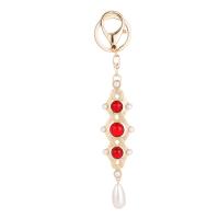 Zinklegierung Schlüssel Verschluss, mit Kunststoff Perlen, goldfarben plattiert, für Frau & mit Strass, keine, frei von Nickel, Blei & Kadmium, 30x115mm, verkauft von PC