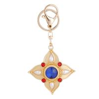 Zinc Alloy Key Clasp with Plastic Pearl Rhombus gold color plated for woman & with rhinestone nickel lead & cadmium free Sold By PC