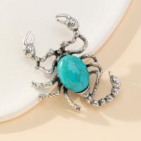Zinc Alloy Brooches with Gemstone Scorpion antique silver color plated Unisex nickel lead & cadmium free Sold By PC