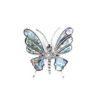 Zinc Alloy Brooches with Abalone Shell Butterfly antique silver color plated for woman nickel lead & cadmium free Sold By PC