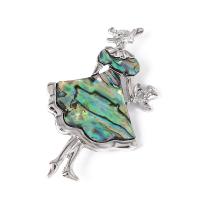 Zinc Alloy Brooches with Abalone Shell Girl antique silver color plated for woman nickel lead & cadmium free Sold By PC