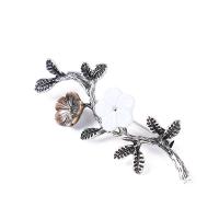 Zinc Alloy Brooches with Shell Plum Blossom antique silver color plated for woman nickel lead & cadmium free Sold By PC