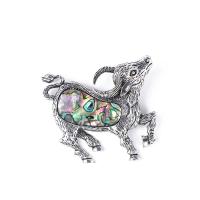 Zinc Alloy Brooches with Shell Sheep antique silver color plated for woman nickel lead & cadmium free Sold By PC