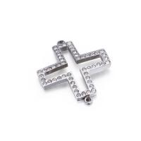Stainless Steel Connector 304 Stainless Steel Cross Vacuum Ion Plating DIY & with rhinestone & 1/1 loop Sold By PC