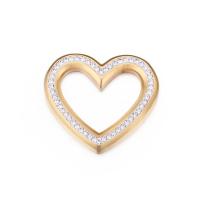 Stainless Steel Heart Pendants 304 Stainless Steel Vacuum Ion Plating DIY & with rhinestone Sold By PC