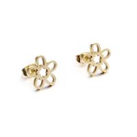 Stainless Steel Stud Earrings, 304 Stainless Steel, Flower, Vacuum Ion Plating, for woman & hollow, more colors for choice, 13mm, Sold By Pair