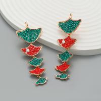 Zinc Alloy Stud Earring with acrylic rhinestone Leaf fashion jewelry & for woman nickel lead & cadmium free Sold By Pair