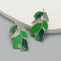 Zinc Alloy Stud Earring with enamel Leaf fashion jewelry & for woman nickel lead & cadmium free Sold By Pair