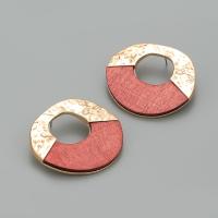Tibetan Style Stud Earring, with Wood, plated, fashion jewelry & for woman, gold, nickel, lead & cadmium free, 44x48mm, Sold By Pair