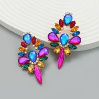Tibetan Style Stud Earring, fashion jewelry & for woman & with rhinestone, more colors for choice, nickel, lead & cadmium free, 65x47mm, Sold By Pair