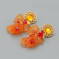 Zinc Alloy Stud Earring with Resin Flower fashion jewelry & for woman nickel lead & cadmium free Sold By Pair