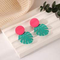 Zinc Alloy Stud Earring Leaf painted fashion jewelry & for woman nickel lead & cadmium free Sold By Pair