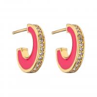 Cubic Zirconia Micro Pave Brass Earring plated micro pave cubic zirconia & for woman & enamel Sold By Pair