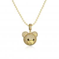 Cubic Zircon Micro Pave Brass Necklace, Bear, plated, micro pave cubic zirconia & for woman, more colors for choice, Sold By PC