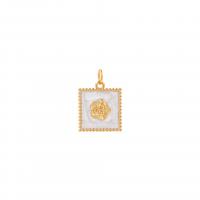 Brass Jewelry Pendants, with Pearl Oyster, petals, 18K gold plated, DIY, gold, 13.80x19.50x3.30mm, Sold By PC