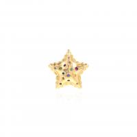 Cúbicos Circonia Colgante Latón Micro pavimenta, metal, Estrella, chapado en oro de 18 K, Bricolaje & micro arcilla de zirconia cúbica, dorado, 13.50x13.50x4.50mm, Vendido por UD