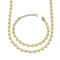 304 Stainless Steel Náramek a náhrdelník, Srdce, barva pozlacený, různé styly pro výběr & pro ženy, Prodáno By PC