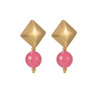 304 Stainless Steel Drop Earring with Resin Geometrical Pattern 14K gold plated fashion jewelry & for woman Sold By Pair
