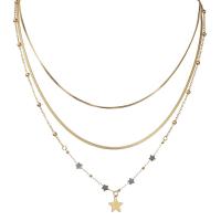 304 Stainless Steel Necklace, with Resin, Star, 14K gold plated, three layers & for woman, Length:Approx 14.6 Inch, Approx 16.1 Inch, Approx 17.7 Inch, Sold By PC