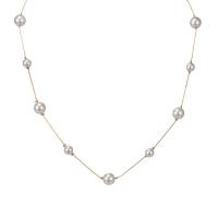 304 Stainless Steel Necklace, with Plastic Pearl, with 2inch extender chain, 14K gold plated, fashion jewelry & for woman, Length:Approx 15 Inch, Sold By PC