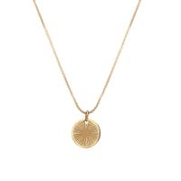 304 Stainless Steel Necklace with 2inch extender chain Flat Round 14K gold plated fashion jewelry & for woman Length Approx 15.7 Inch Sold By PC