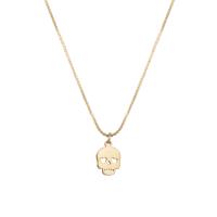 304 Stainless Steel Necklace, with 2inch extender chain, Skull, 14K gold plated, fashion jewelry & Unisex & hollow, Length:Approx 15.7 Inch, Sold By PC
